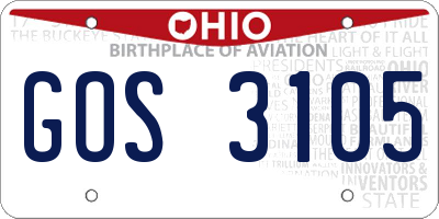 OH license plate GOS3105