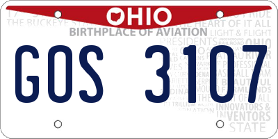 OH license plate GOS3107