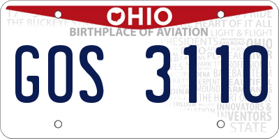 OH license plate GOS3110