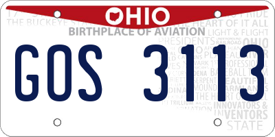 OH license plate GOS3113
