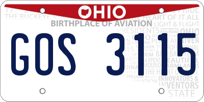 OH license plate GOS3115