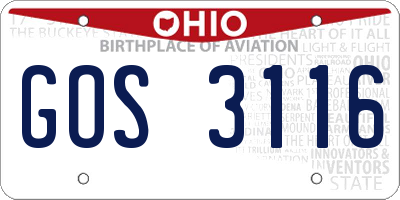 OH license plate GOS3116