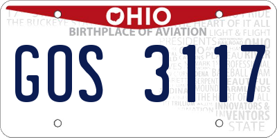 OH license plate GOS3117