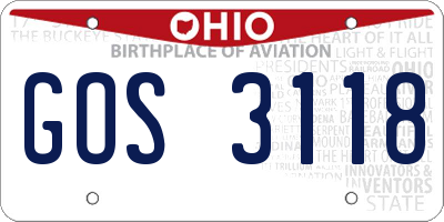 OH license plate GOS3118