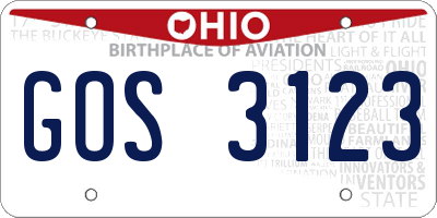 OH license plate GOS3123