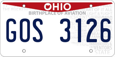 OH license plate GOS3126