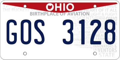 OH license plate GOS3128
