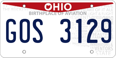 OH license plate GOS3129