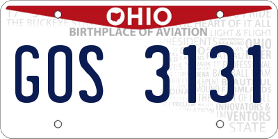 OH license plate GOS3131