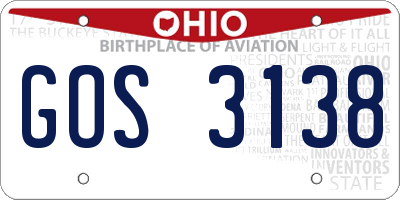 OH license plate GOS3138