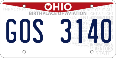 OH license plate GOS3140