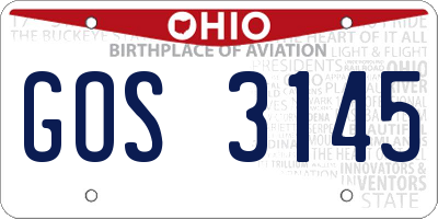 OH license plate GOS3145