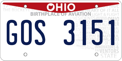 OH license plate GOS3151