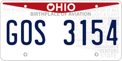 OH license plate GOS3154