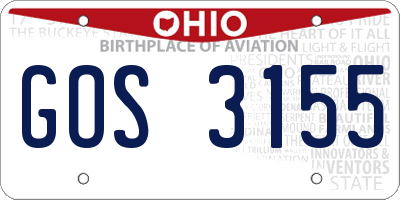 OH license plate GOS3155