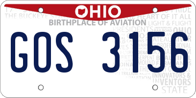 OH license plate GOS3156
