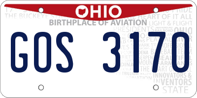 OH license plate GOS3170