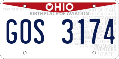 OH license plate GOS3174