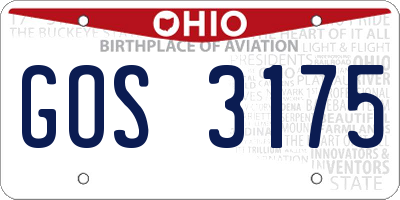 OH license plate GOS3175