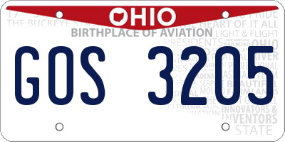 OH license plate GOS3205