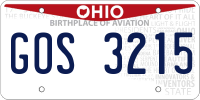 OH license plate GOS3215