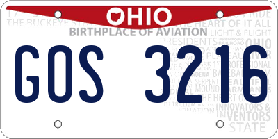 OH license plate GOS3216
