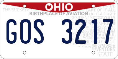 OH license plate GOS3217