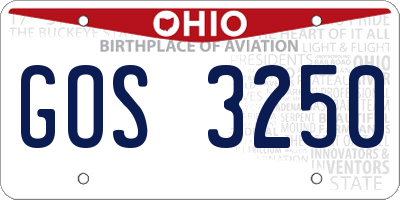 OH license plate GOS3250