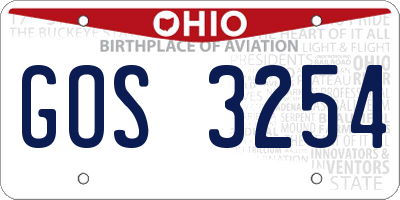 OH license plate GOS3254