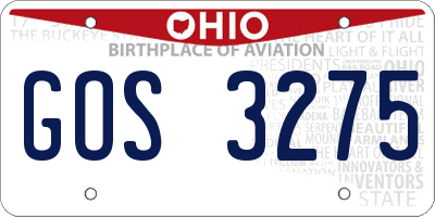 OH license plate GOS3275
