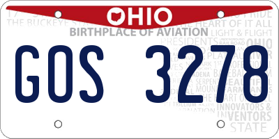 OH license plate GOS3278