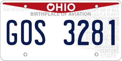 OH license plate GOS3281