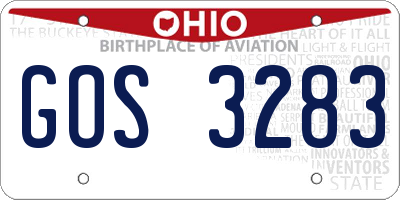 OH license plate GOS3283