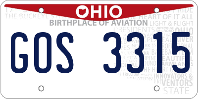 OH license plate GOS3315