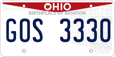 OH license plate GOS3330