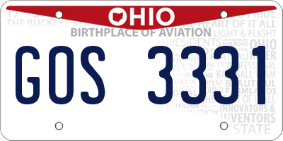 OH license plate GOS3331
