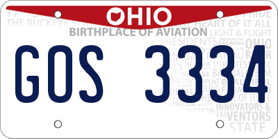 OH license plate GOS3334