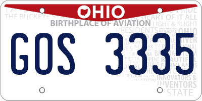OH license plate GOS3335
