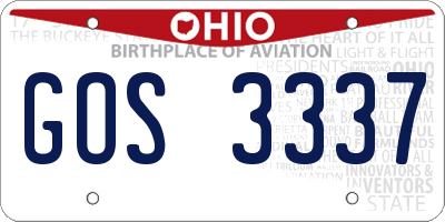 OH license plate GOS3337