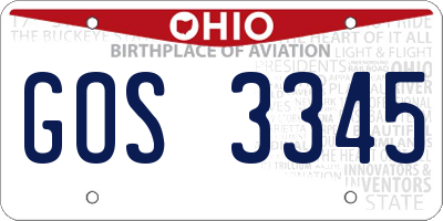 OH license plate GOS3345