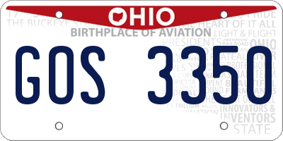 OH license plate GOS3350