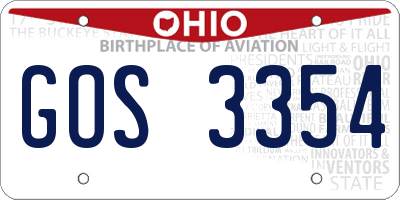 OH license plate GOS3354