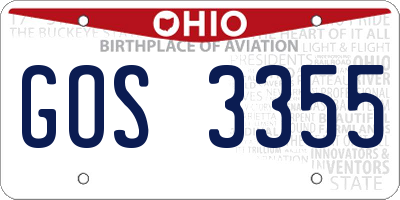 OH license plate GOS3355