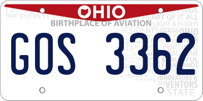 OH license plate GOS3362