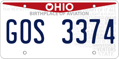 OH license plate GOS3374