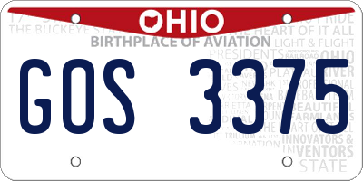 OH license plate GOS3375