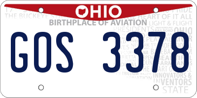 OH license plate GOS3378