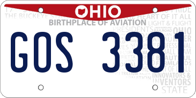 OH license plate GOS3381
