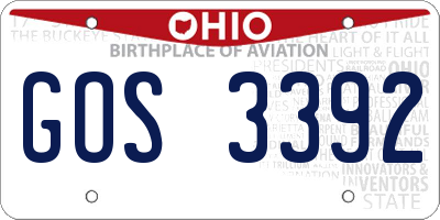 OH license plate GOS3392