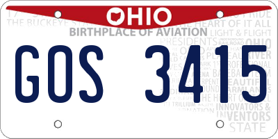 OH license plate GOS3415